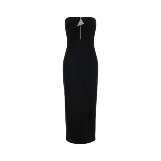 Zipped Strapless Midi Dress
