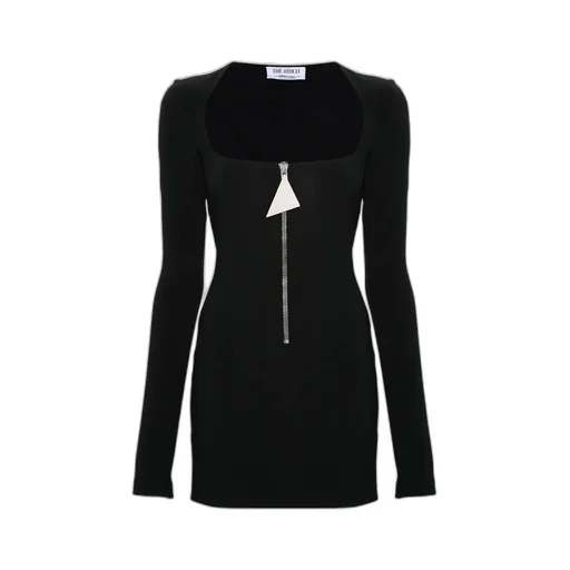 Scoop Neck Zip-Detailed Mini Dress