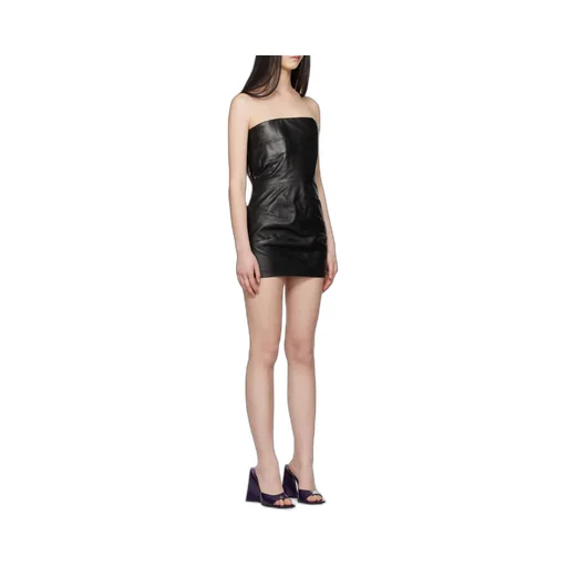 Draped Mini Leather Dress