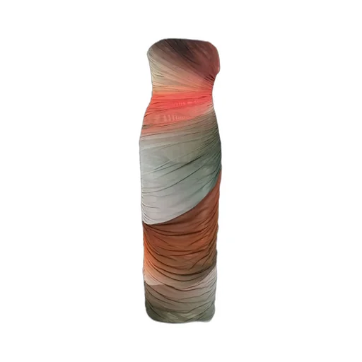 Ruched-Detail Strapless Midi Dress