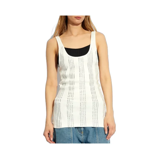 Embellished Double Layered Ribbed Top