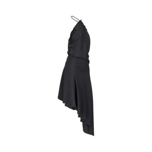 Asymmetric Sleeveless Satin Midi Dress