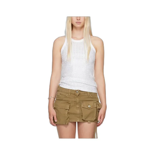 Rhinestone-Embellished Cotton Tank Top