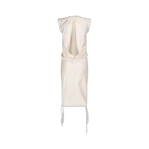Ruched Neck Drawstring Midi Dress