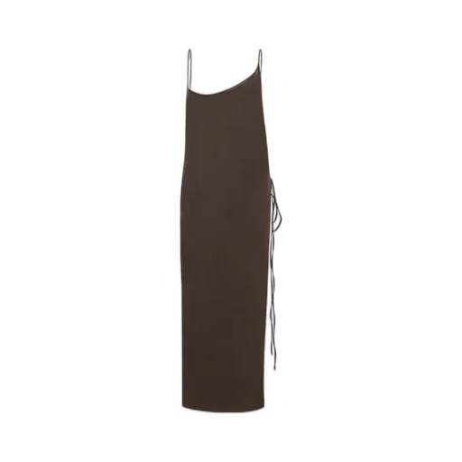 Asymmetrical-Neck Sleeveless Midi Dress