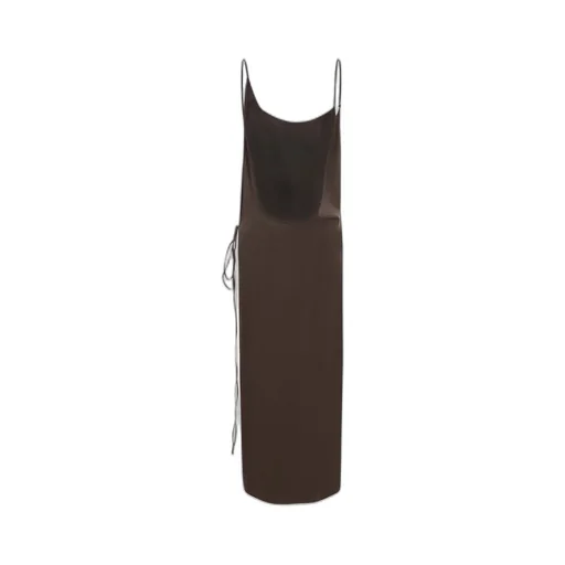 Asymmetrical-Neck Sleeveless Midi Dress