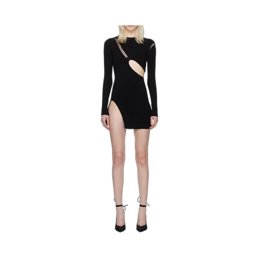 Ribbed-Knit Minidress With Cut-Outs
