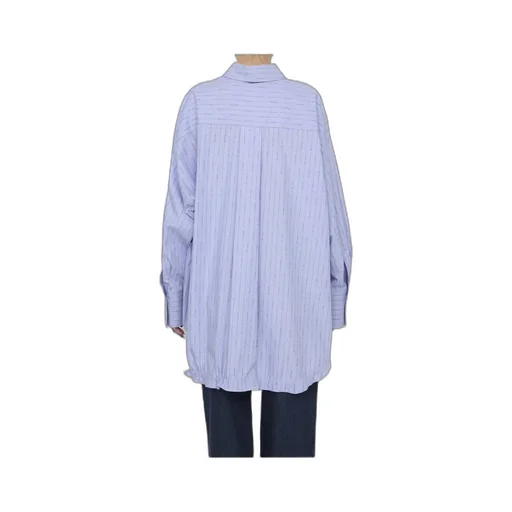 Striped Drawstring-Hem Asymmetric Shirt