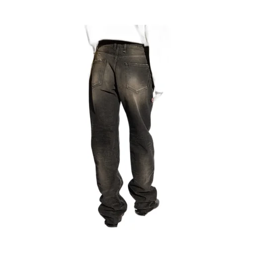 Mid-Rise Tapered-Leg Ring-Embellished Jeans