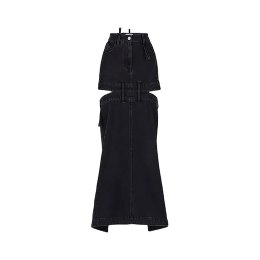 Cut-Out Mid-Rise Denim Skirt