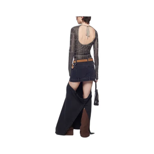 Cut-Out Mid-Rise Denim Skirt
