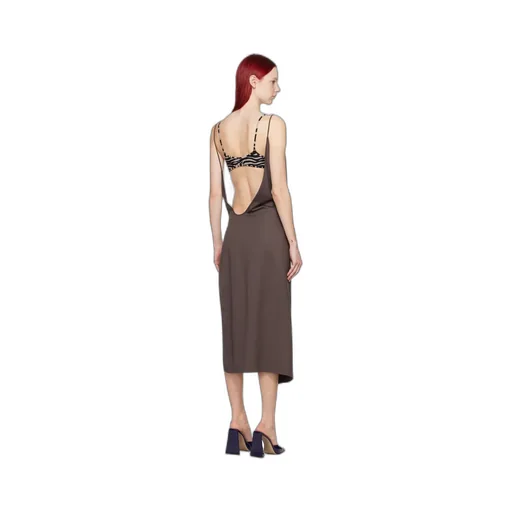 Asymmetrical-Neck Sleeveless Midi Dress