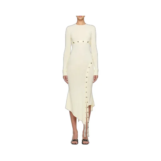 Asymmetric Convertible Long-Sleeved Midi Dress