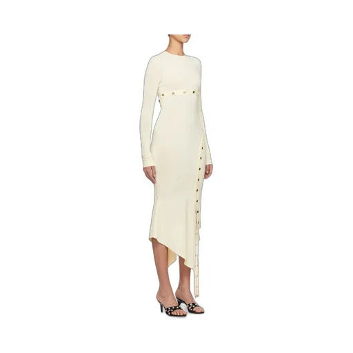Asymmetric Convertible Long-Sleeved Midi Dress