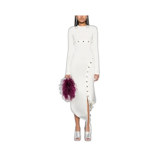 Asymmetric Convertible Long-Sleeved Midi Dress