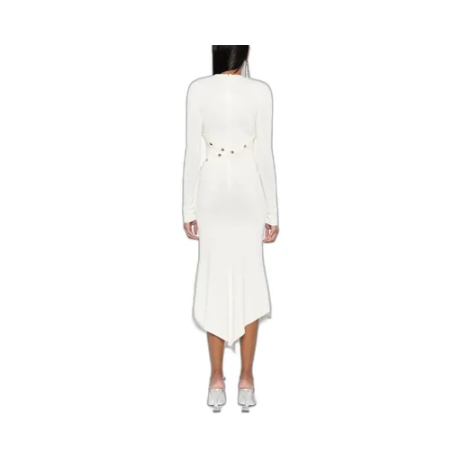 Asymmetric Convertible Long-Sleeved Midi Dress