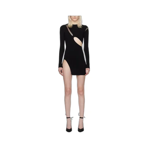 Ribbed-Knit Minidress With Cut-Outs