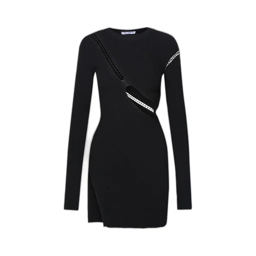 Ribbed-Knit Minidress With Cut-Outs