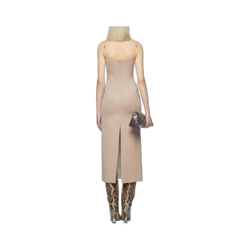 Gabardine Square Neck Midi Dress