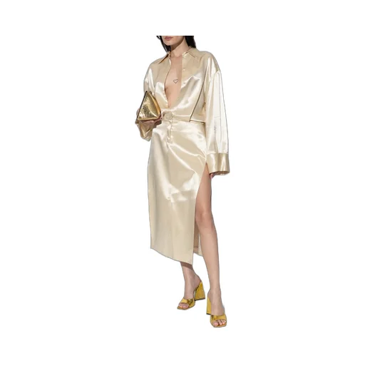 Charla Drop Shoulder Satin Shirt Dress