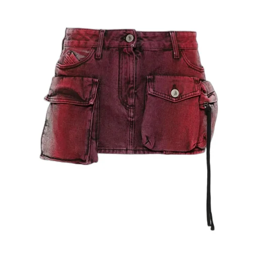 Low-Rise Cargo Denim Mini Skirt