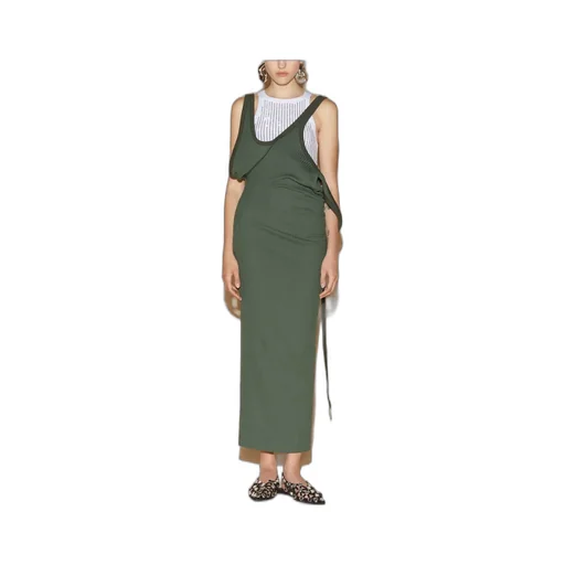 Ribbed Asymmetric Midi Dress