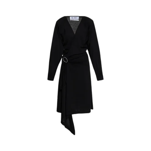 Asymmetric Hem Wrap Midi Dress
