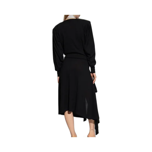 Asymmetric Hem Wrap Midi Dress