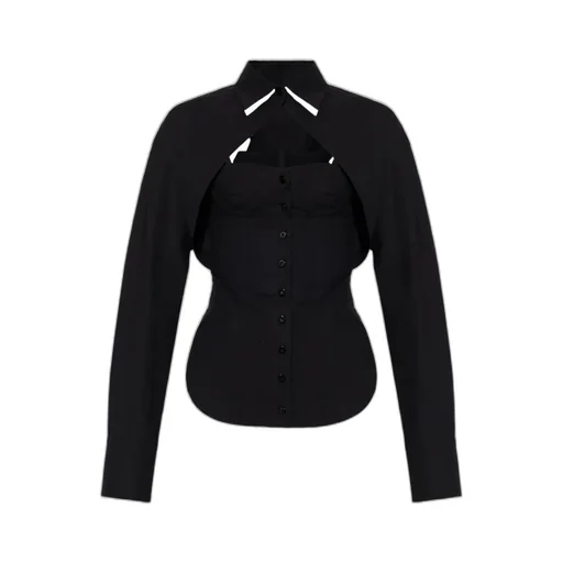 Cut-Out Corset-Style Long Sleeved Shirt