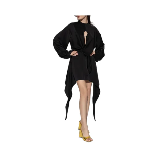 Asymmetric Cut-Out Twist Satin Mini Dress