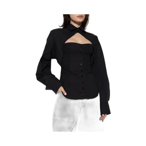 Cut-Out Corset-Style Long Sleeved Shirt