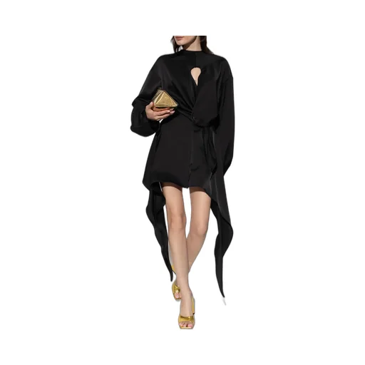 Asymmetric Cut-Out Twist Satin Mini Dress