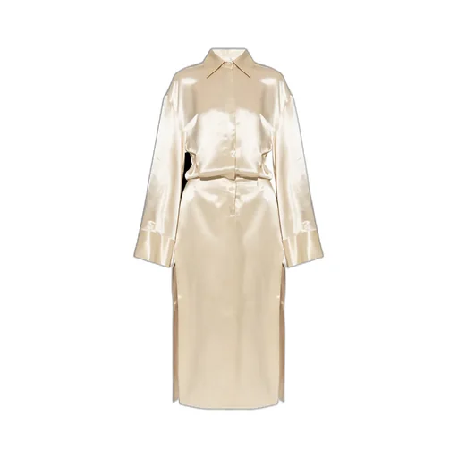 Charla Drop Shoulder Satin Shirt Dress