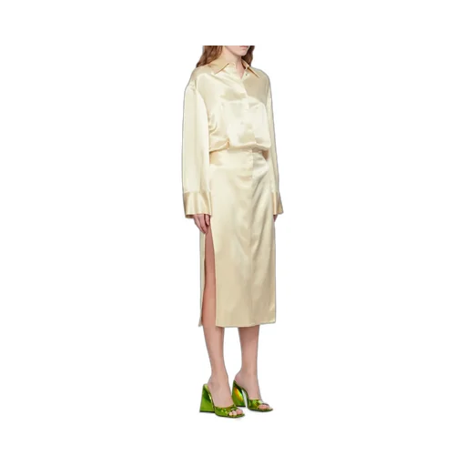 Charla Drop Shoulder Satin Shirt Dress