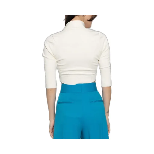 Pussybow Ribbed Cropped Top