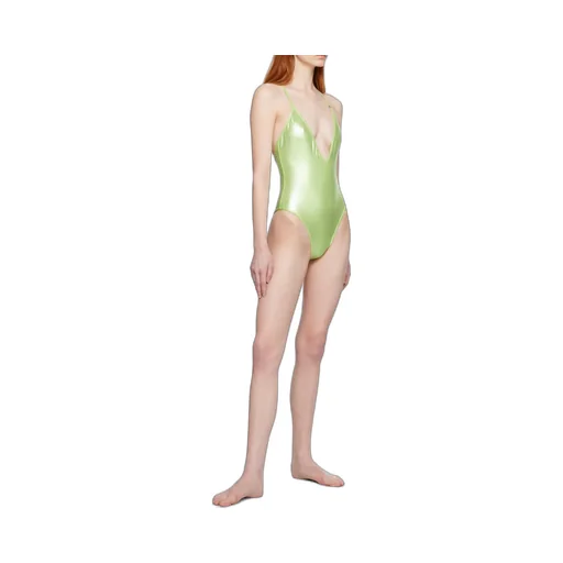 Metallic V-Neck One-Piece Swimsuit