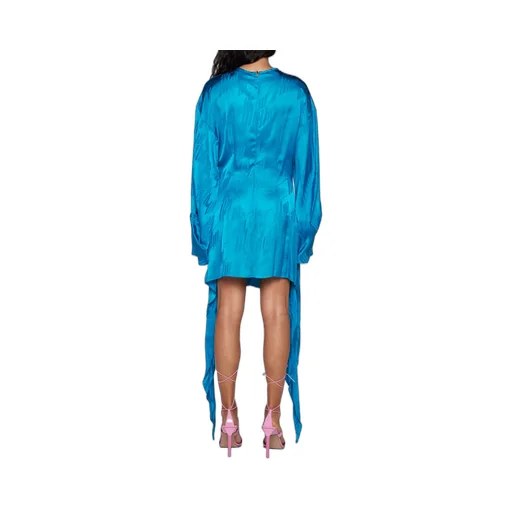 Asymmetric Hem Satin Mini Dress