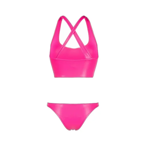 High-Shine Crossover-Strap Bikini Set
