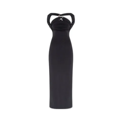 Cut Out Detailed Draped Maxi Dress