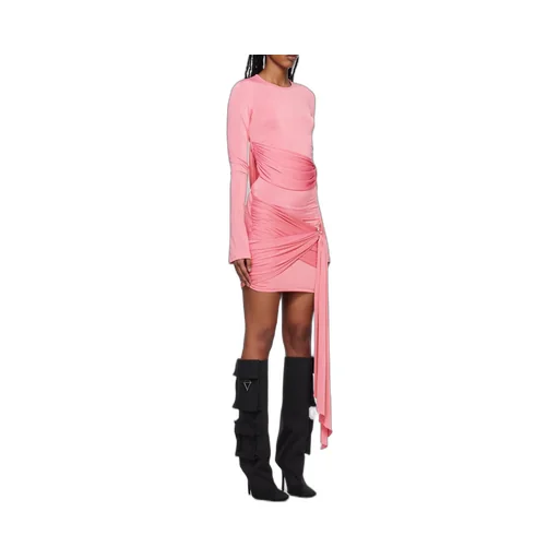 Draped Long-Sleeve Minidress
