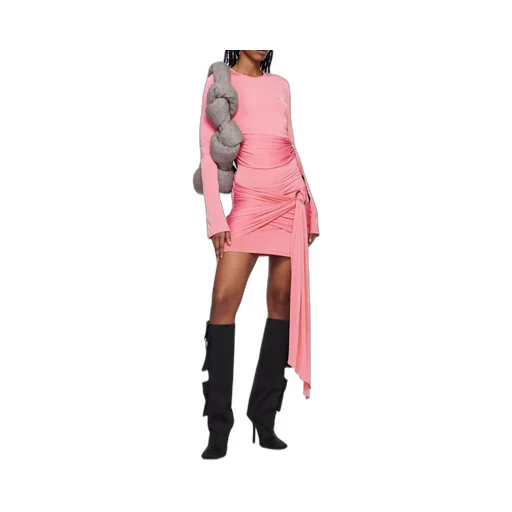 Draped Long-Sleeve Minidress