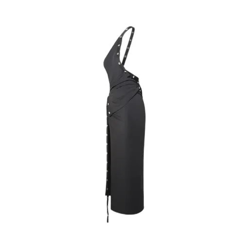One-Shoulder Stud Embellished Dress