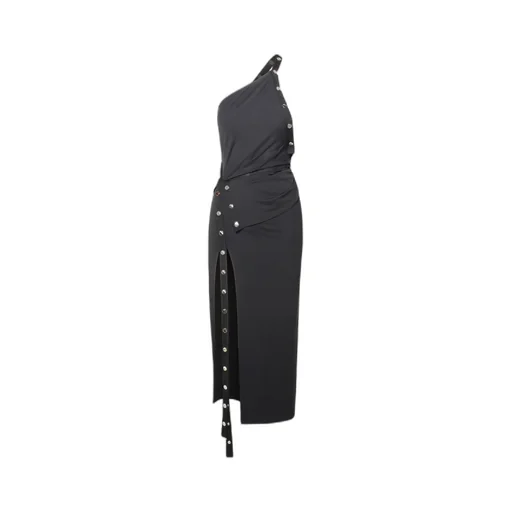 One-Shoulder Stud Embellished Dress
