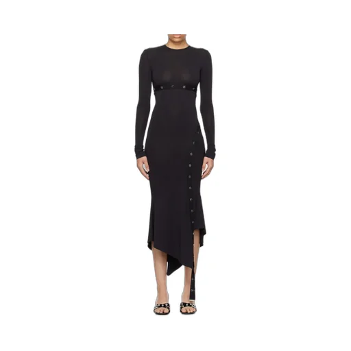 Asymmetric Convertible Long-Sleeved Midi Dress