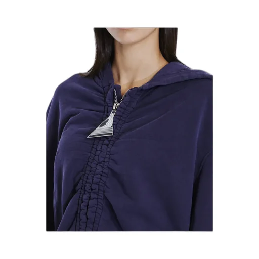 Ruched-Detail Zipped Hoodie