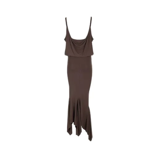 Asymmetric Jersey Midi Dress