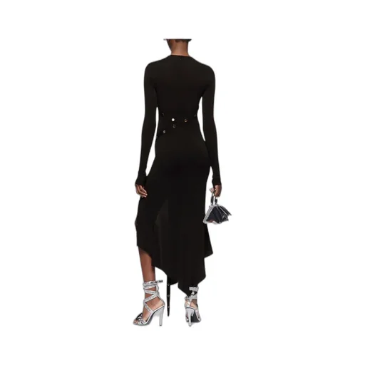 Asymmetric Convertible Long-Sleeved Midi Dress