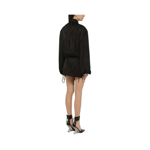 Drawstring Hem Mini Satin Dress