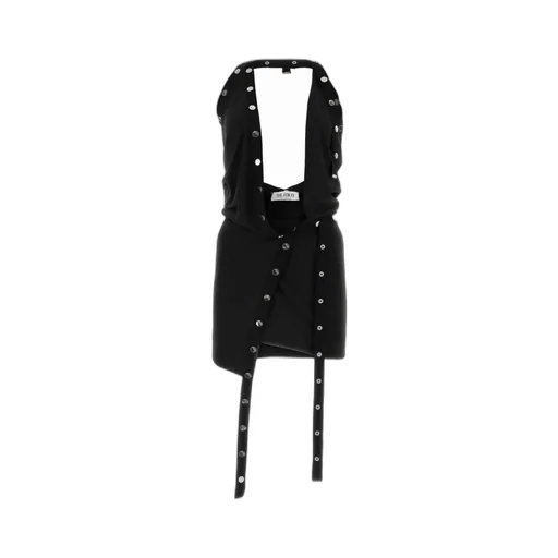 Stud Embellished Crepe Mini Dress