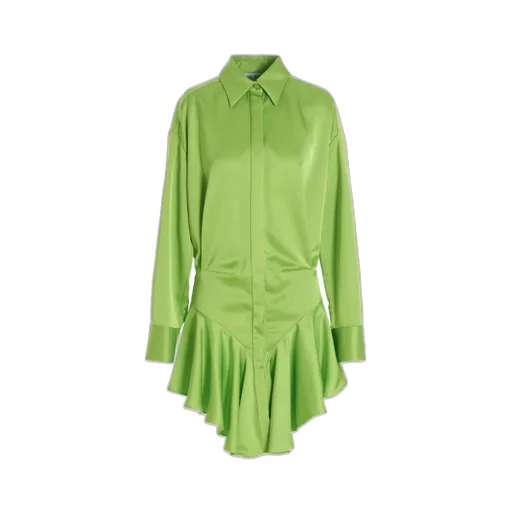 Ruffled Hem Satin Mini Dress